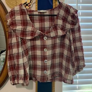 Zara Plaid Ruffle Top